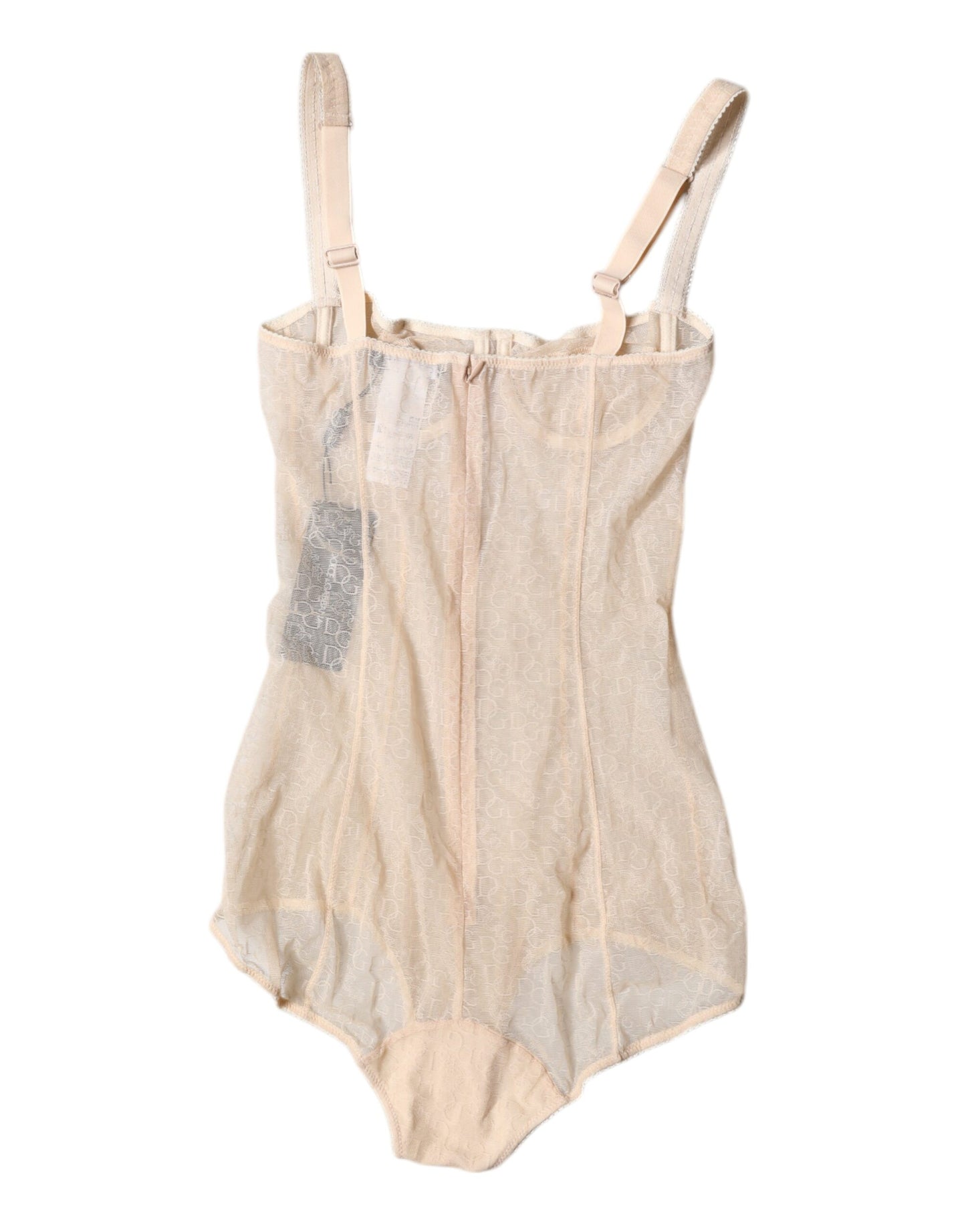 Dolce & Gabbana Beige Tulle Balconette Bra Bodysuit Underwear Dolce & Gabbana