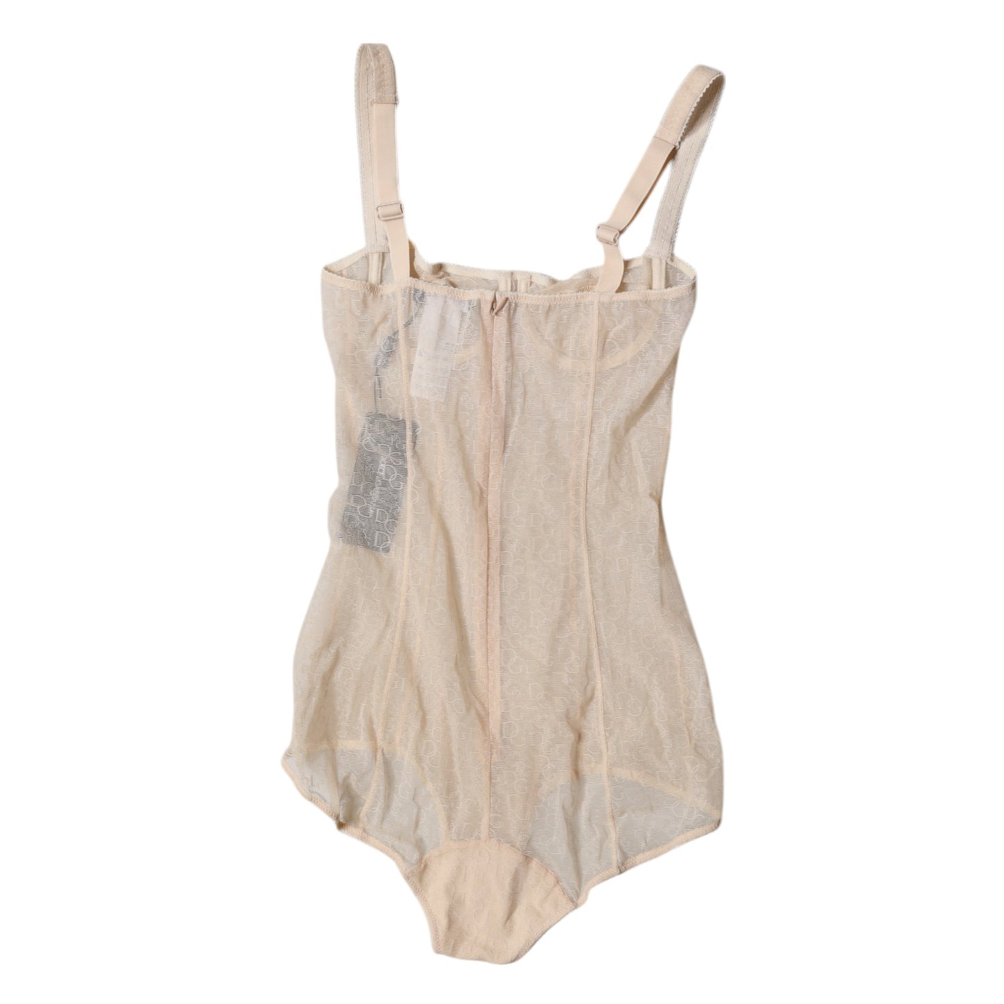 Dolce & Gabbana Beige Tulle Balconette Bra Bodysuit Underwear Dolce & Gabbana