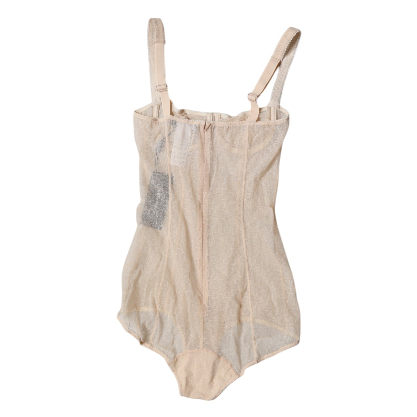 Dolce & Gabbana Beige Tulle Balconette Bra Bodysuit Underwear Dolce & Gabbana