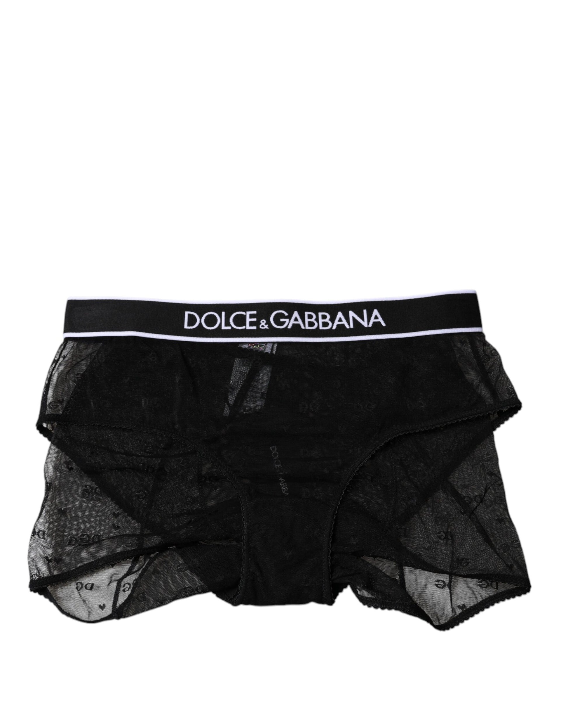 Dolce & Gabbana Black Tulle Nylon Mid Waist Panty Underwear Dolce & Gabbana