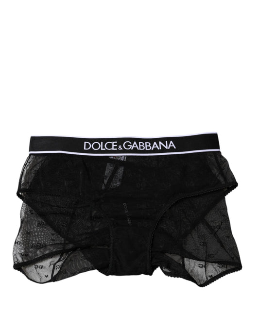 Dolce & Gabbana Black Tulle Nylon Mid Waist Panty Underwear Dolce & Gabbana