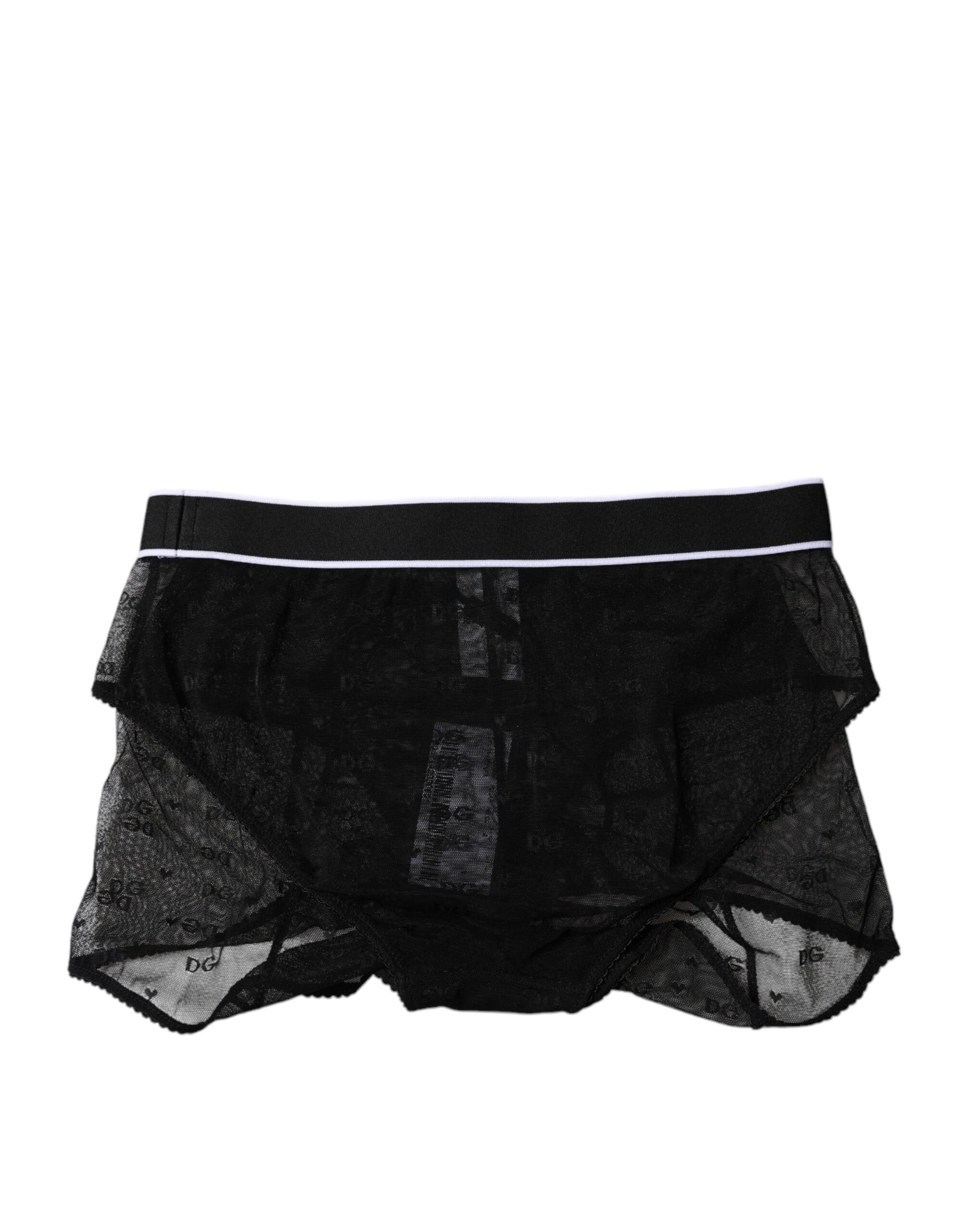 Dolce & Gabbana Black Tulle Nylon Mid Waist Panty Underwear Dolce & Gabbana