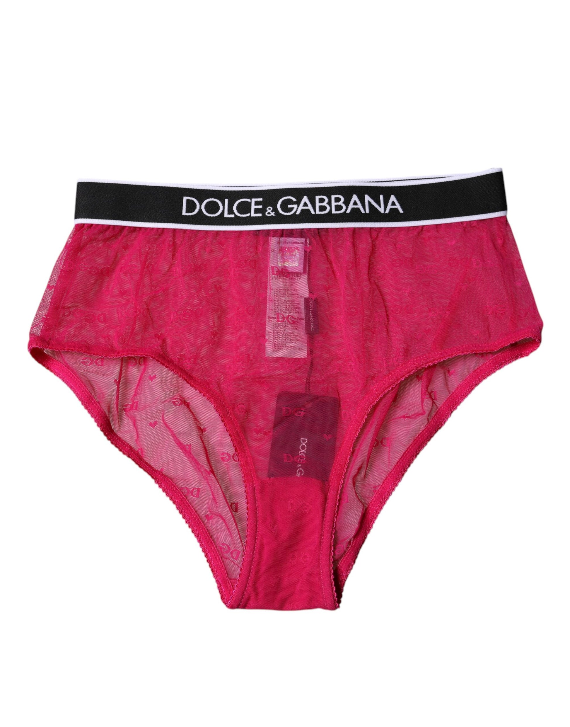 Dolce & Gabbana Fuchsia Tulle Nylon Mid Waist Panty Underwear Dolce & Gabbana