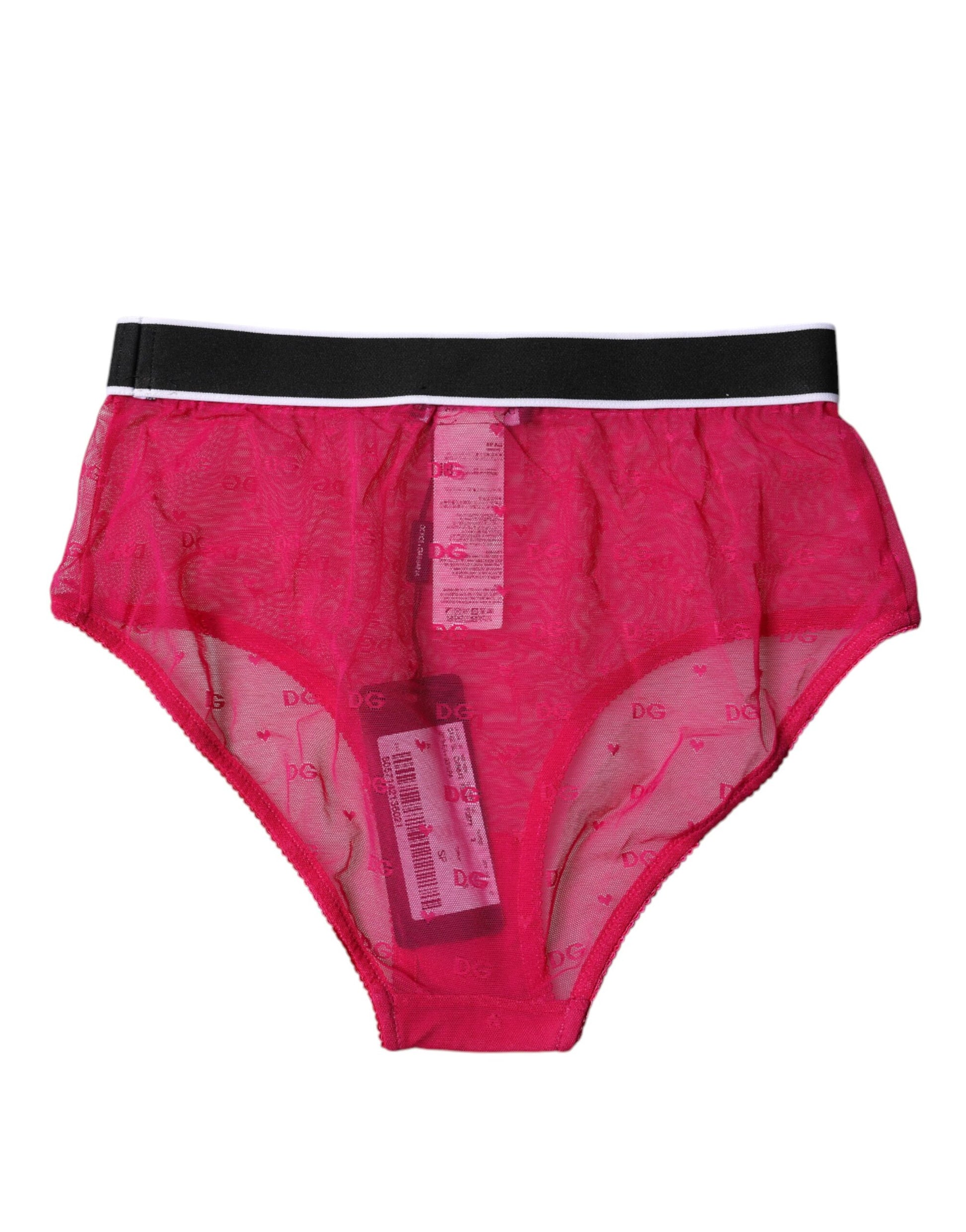 Dolce & Gabbana Fuchsia Tulle Nylon Mid Waist Panty Underwear Dolce & Gabbana