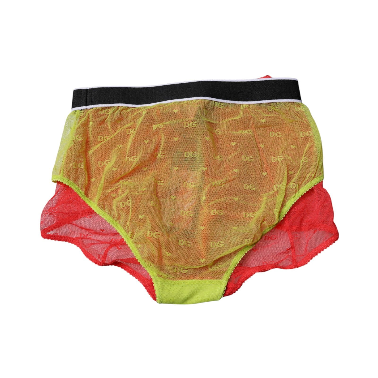 Dolce & Gabbana Red Yellow Tulle Mid Waist Panty Underwear Dolce & Gabbana