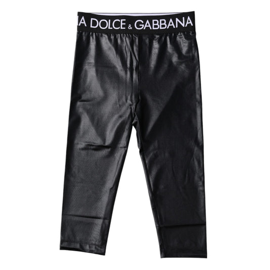 Dolce & Gabbana Black Logo Nylon Cropped Tights Pants Underwear Dolce & Gabbana