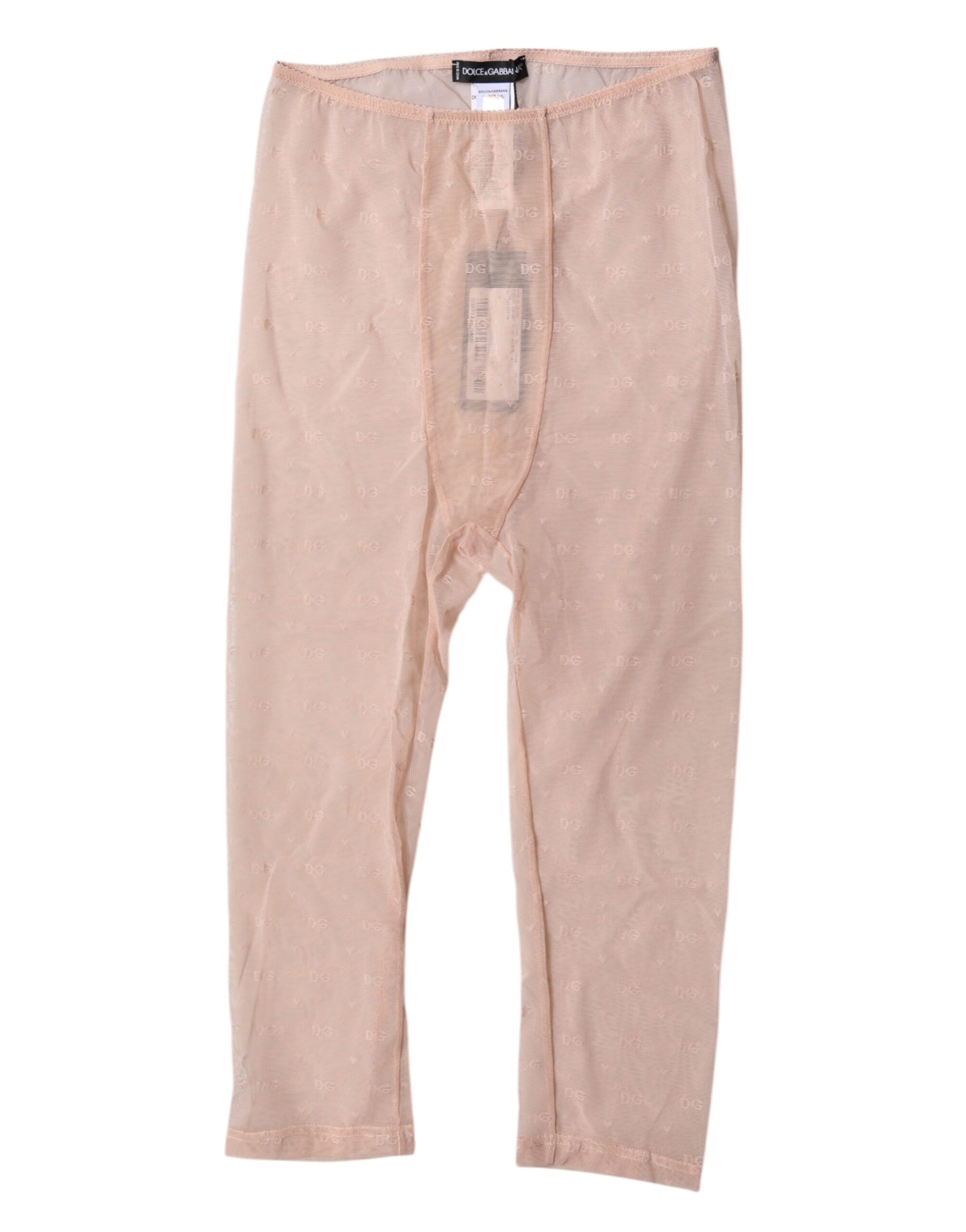 Dolce & Gabbana Beige Logo Lace Lingerie Cropped Tights Underwear Dolce & Gabbana