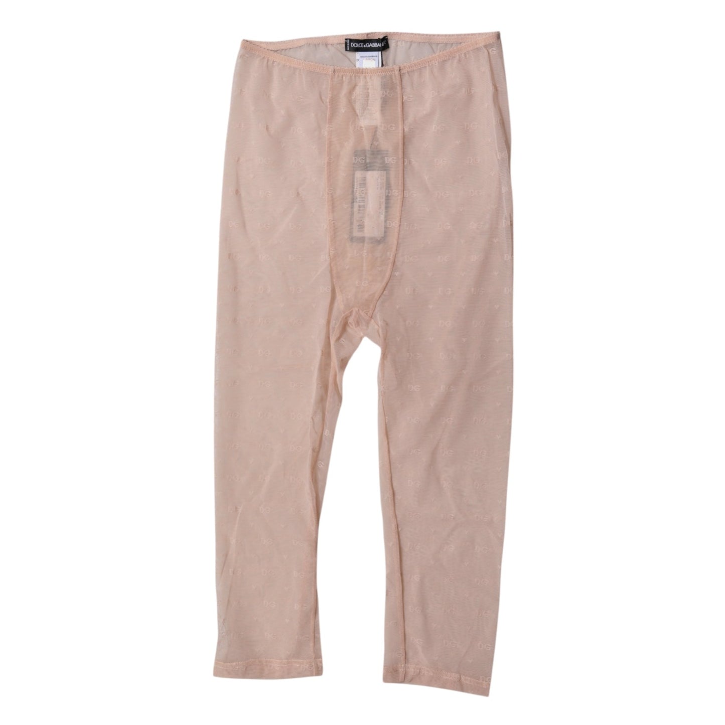 Dolce & Gabbana Beige Logo Lace Lingerie Cropped Tights Underwear Dolce & Gabbana