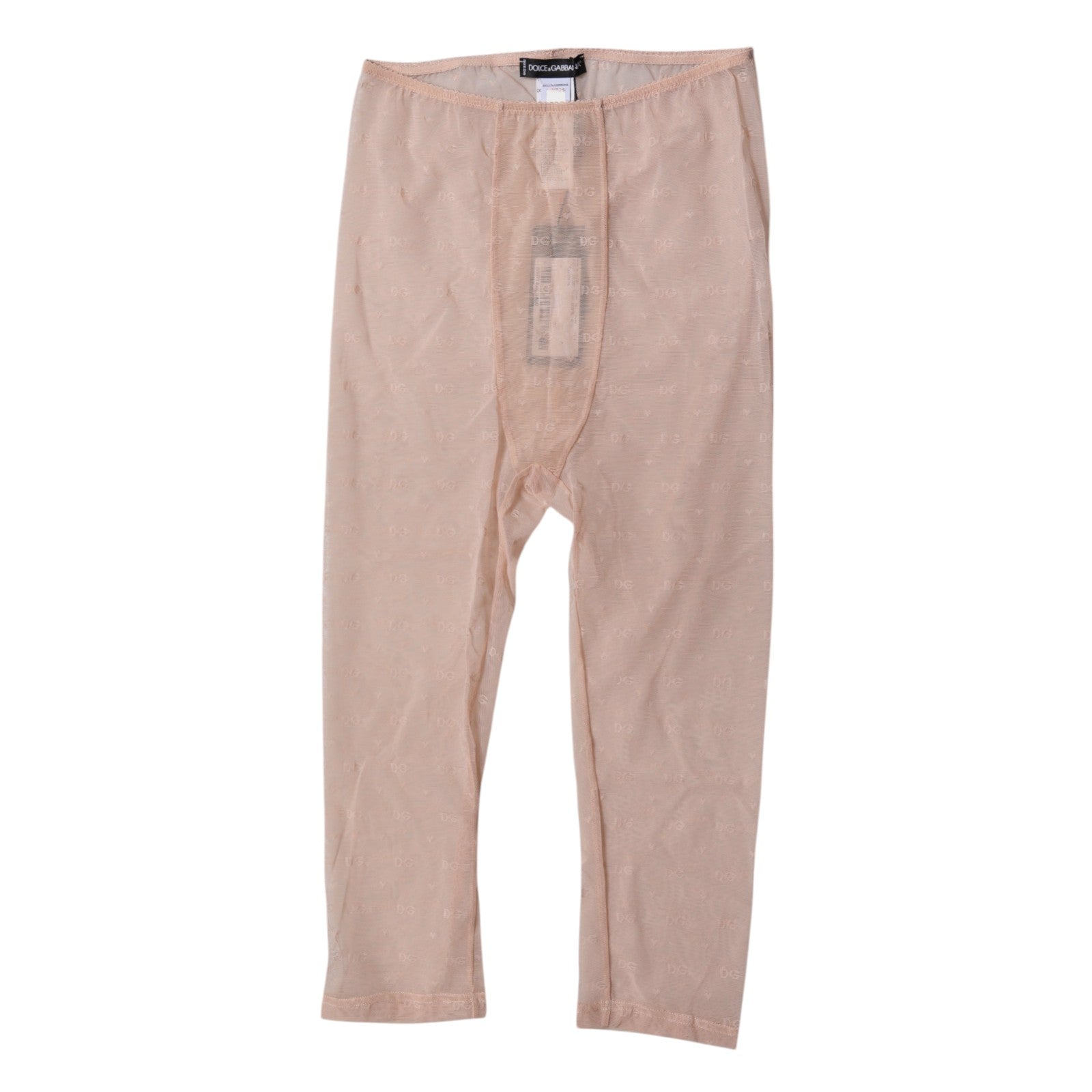 Dolce & Gabbana Beige Logo Lace Lingerie Cropped Tights Underwear Dolce & Gabbana