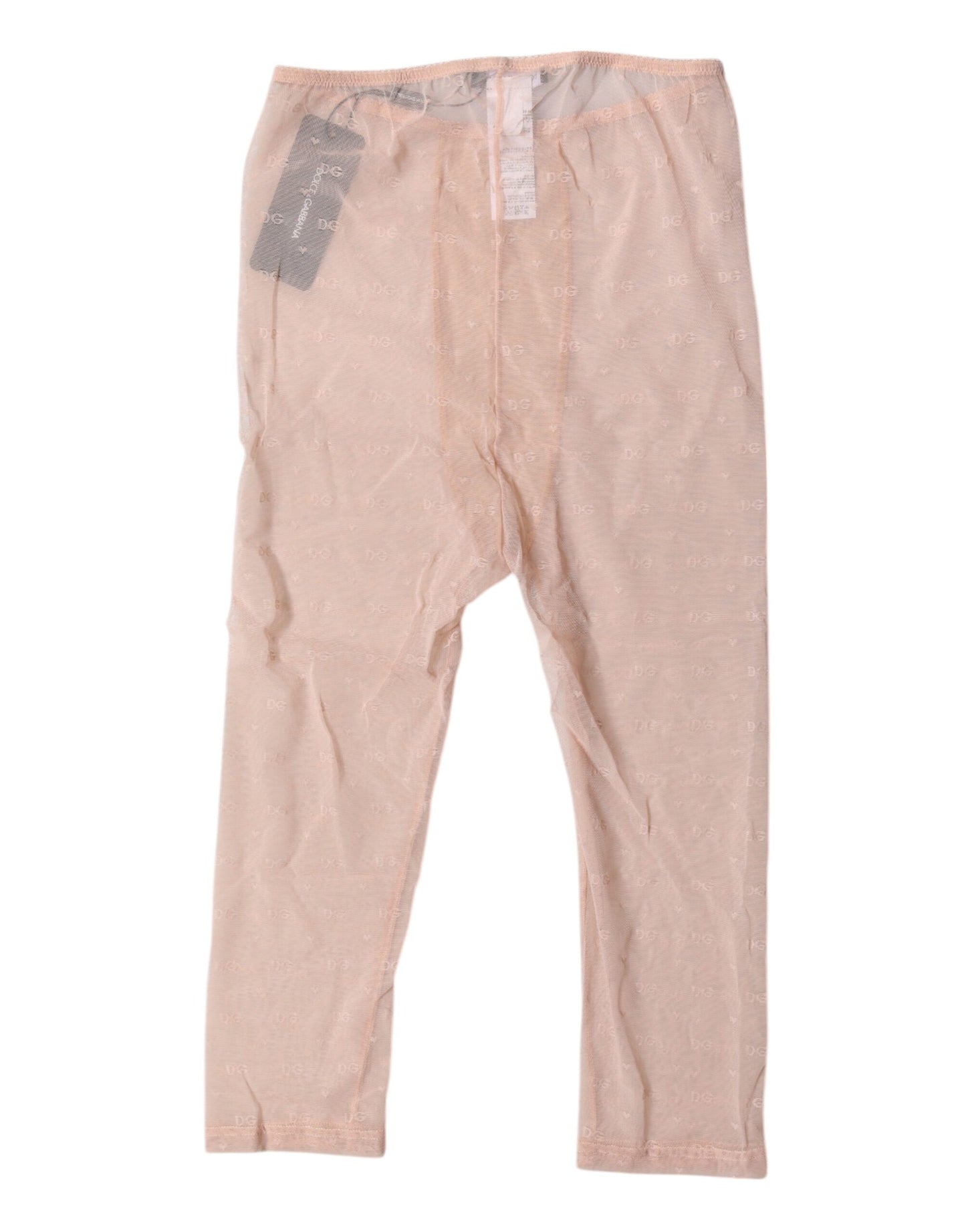 Dolce & Gabbana Beige Logo Lace Lingerie Cropped Tights Underwear Dolce & Gabbana