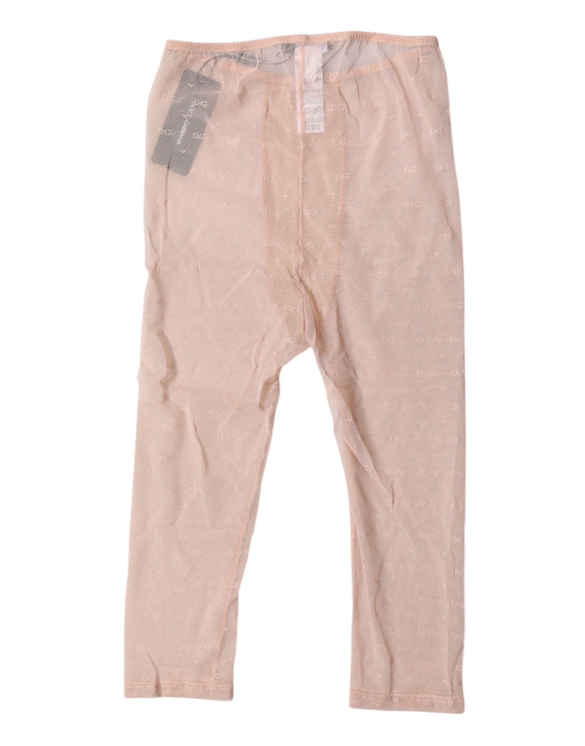 Dolce & Gabbana Beige Logo Lace Lingerie Cropped Tights Underwear Dolce & Gabbana