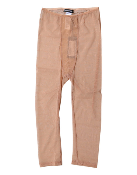 Dolce & Gabbana Brown Logo Lace Lingerie Cropped Tight Underwear Dolce & Gabbana