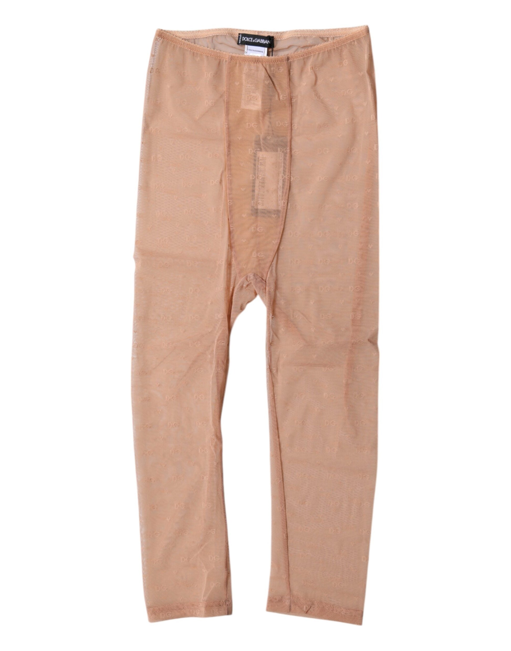 Dolce & Gabbana Brown Logo Lace Lingerie Cropped Tight Underwear Dolce & Gabbana