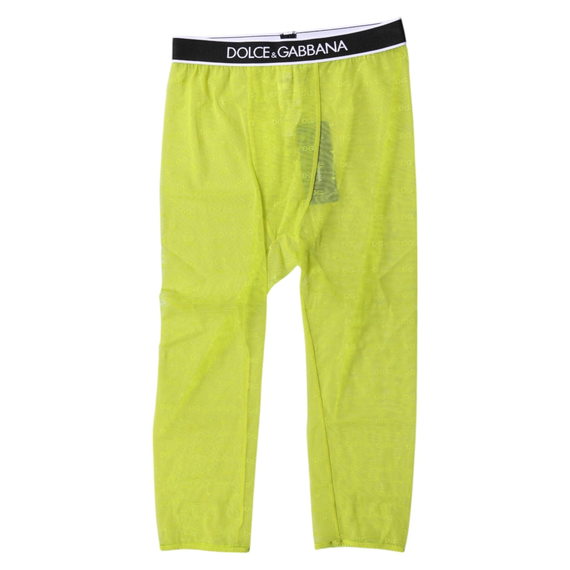 Dolce & Gabbana Green DG Logo Nylon Cropped Tights Underwear Dolce & Gabbana