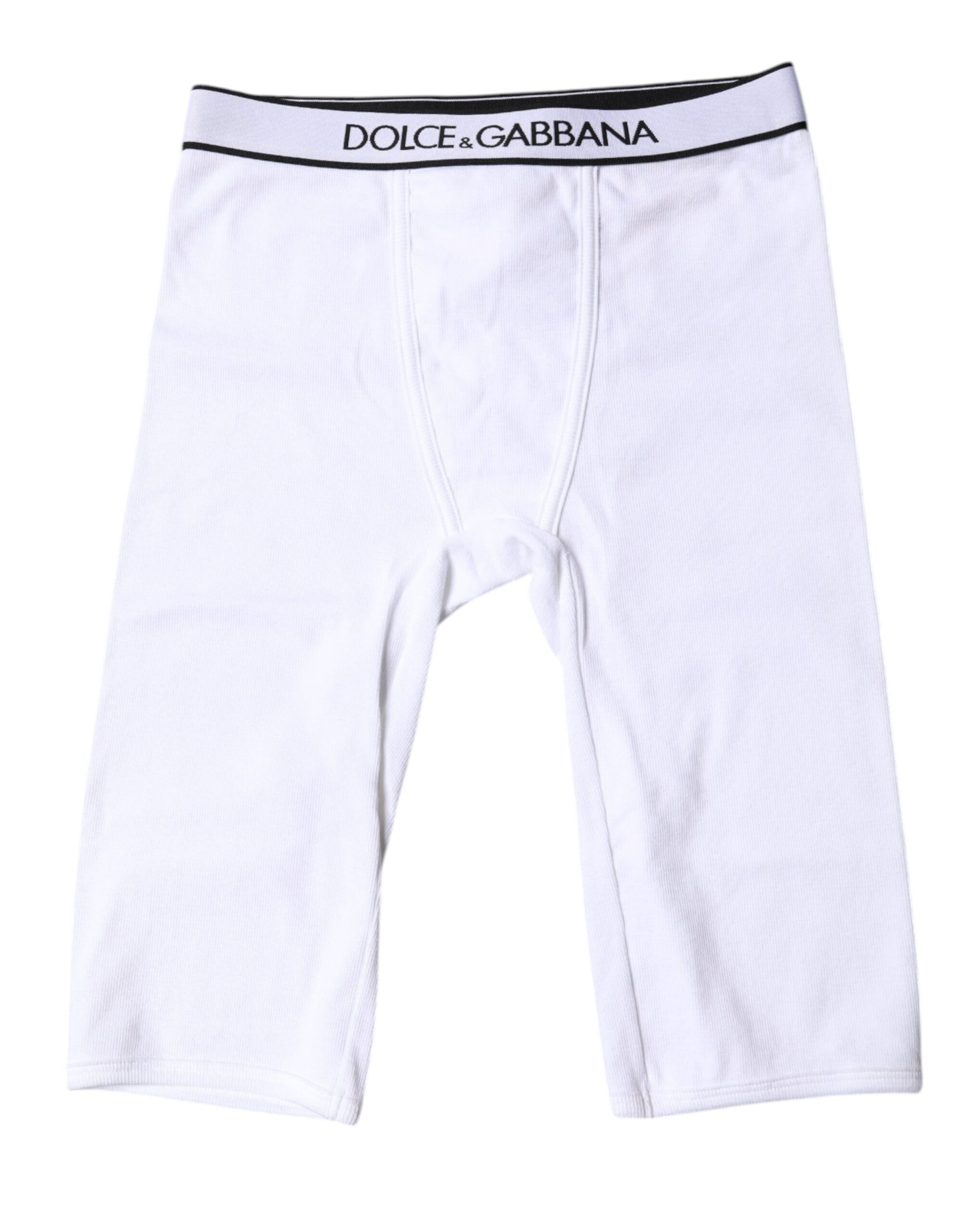 Dolce & Gabbana White Logo Cotton Cropped Tights Underwear Dolce & Gabbana
