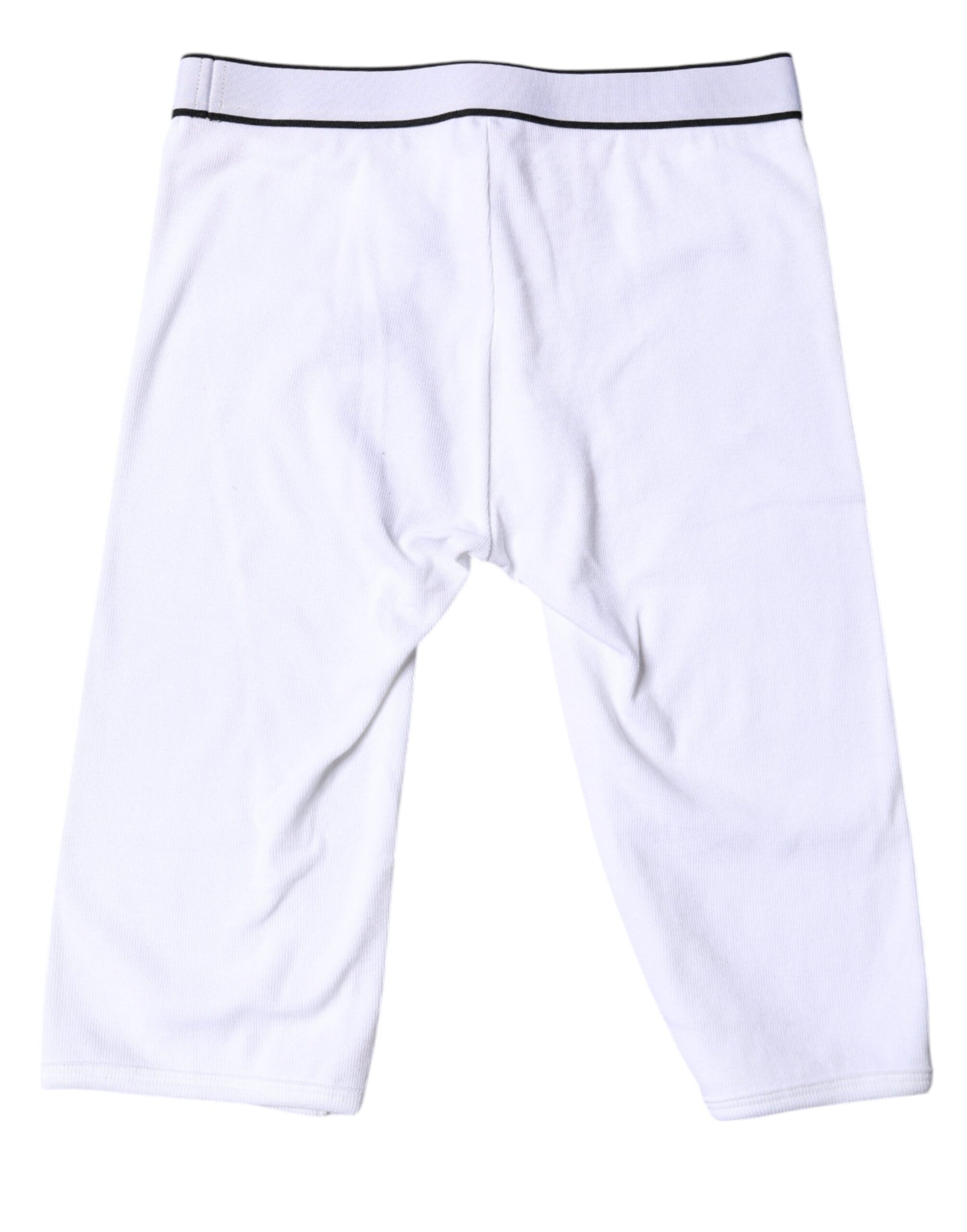 Dolce & Gabbana White Logo Cotton Cropped Tights Underwear Dolce & Gabbana