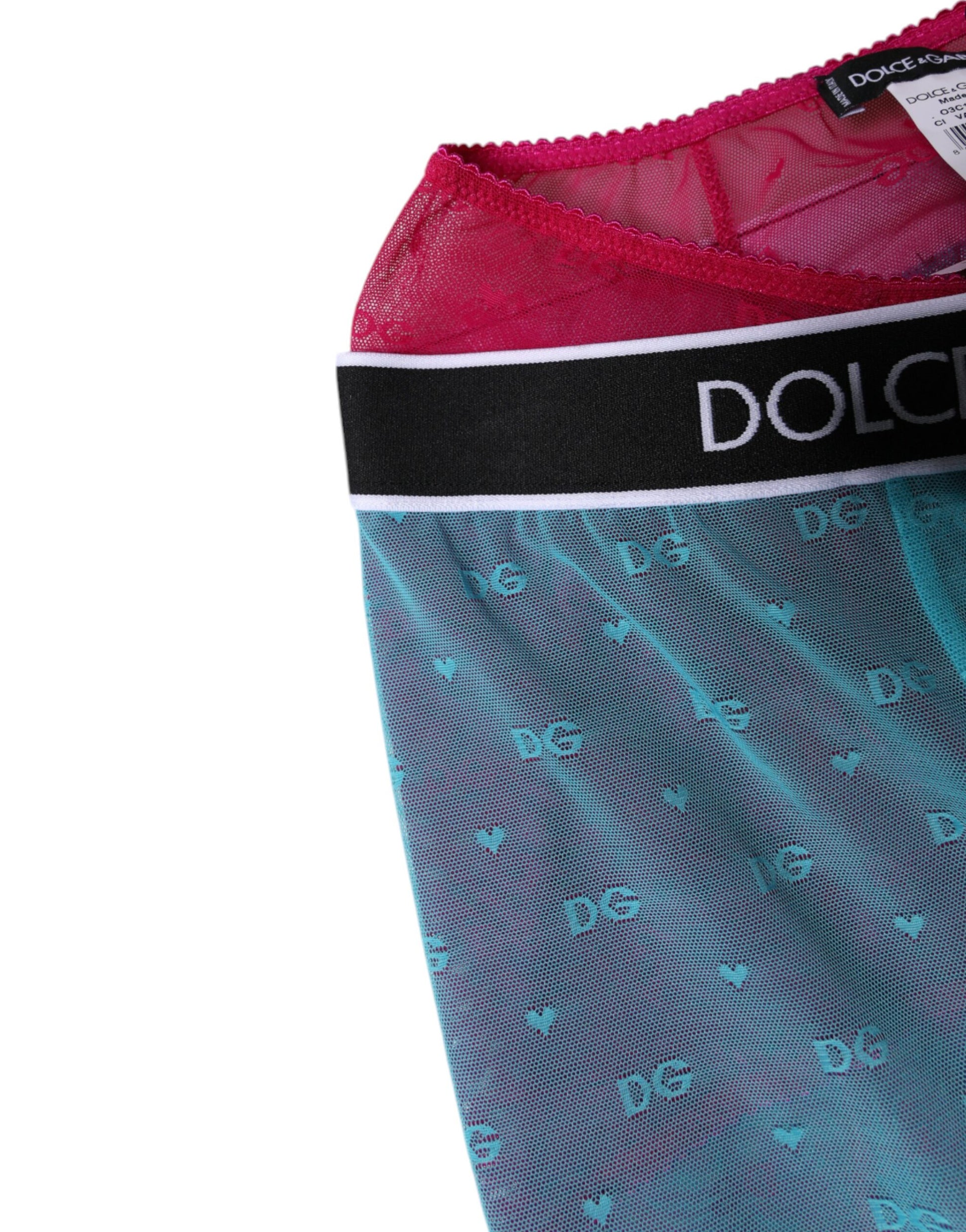 Dolce & Gabbana Blue Fuchsia Logo Lingerie Cropped Underwear Dolce & Gabbana