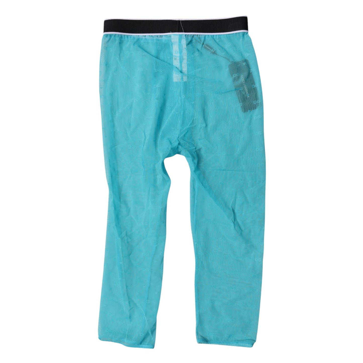 Dolce & Gabbana Light Blue DG Logo Nylon Cropped Tights Underwear Dolce & Gabbana
