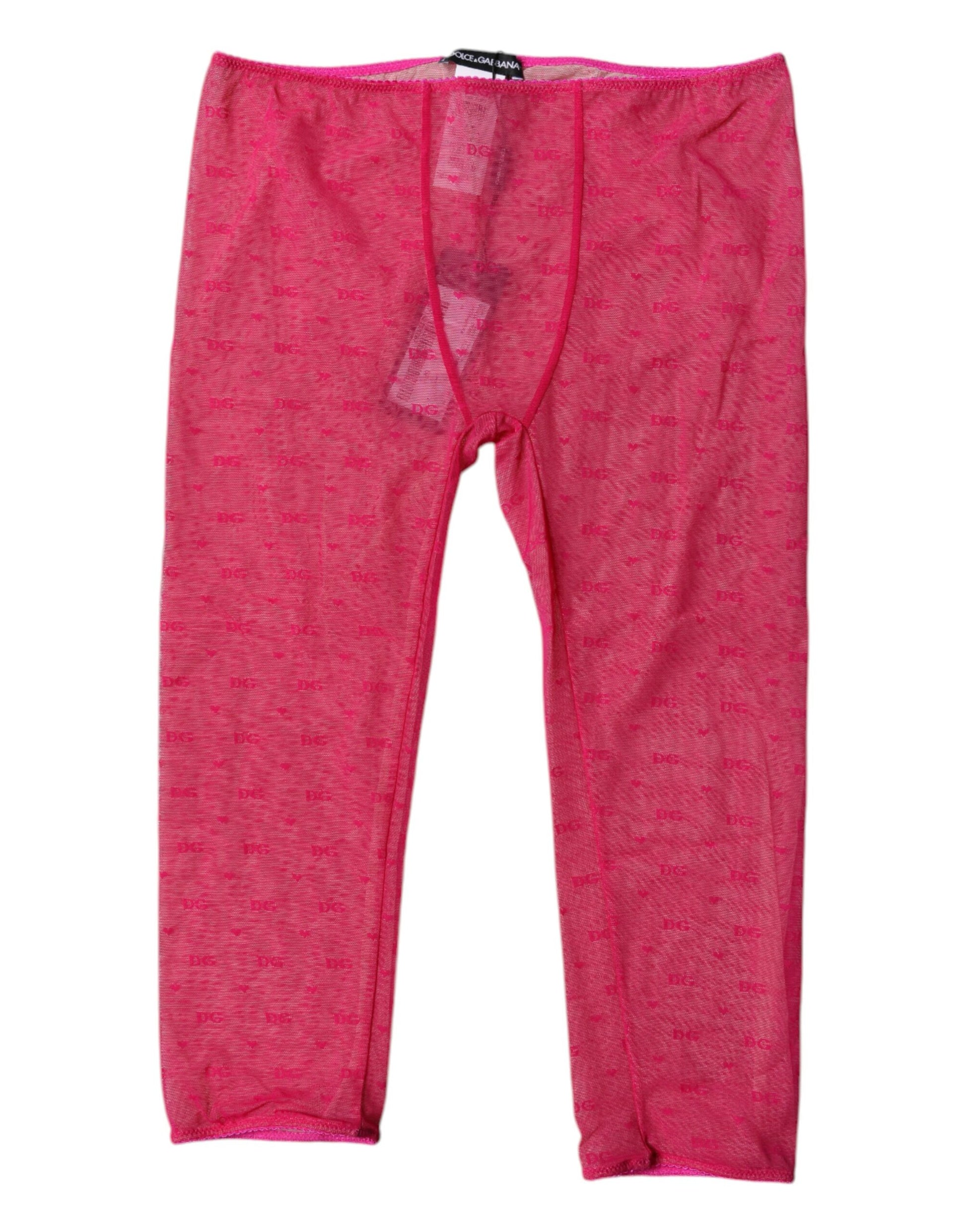 Dolce & Gabbana Fuchsia Logo Lace Lingerie Cropped Tight Underwear Dolce & Gabbana
