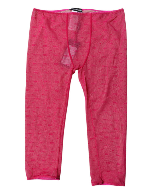 Dolce & Gabbana Fuchsia Logo Lace Lingerie Cropped Tight Underwear Dolce & Gabbana