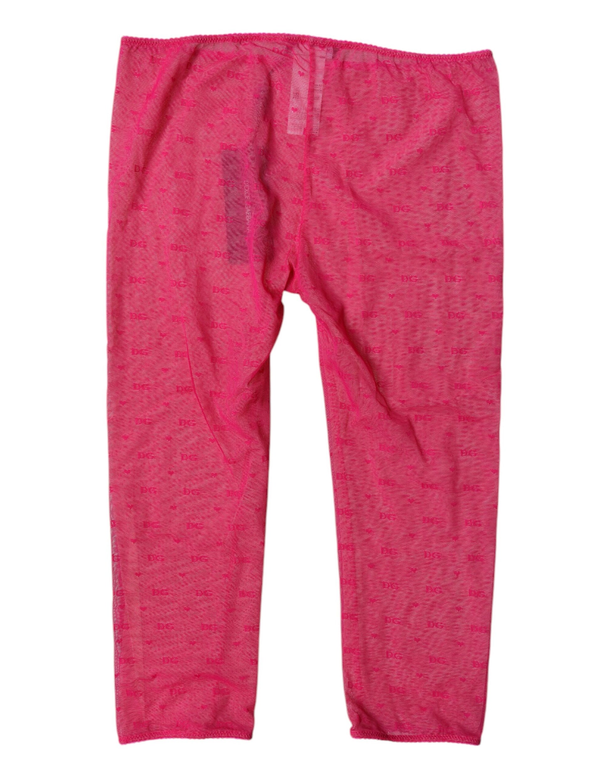 Dolce & Gabbana Fuchsia Logo Lace Lingerie Cropped Tight Underwear Dolce & Gabbana