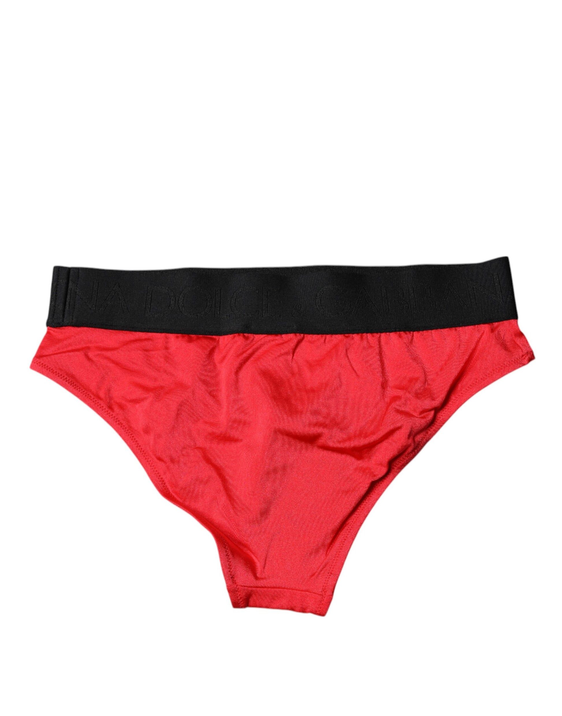 Dolce & Gabbana Red Nylon Stretch Mid Waist Panty Underwear Dolce & Gabbana