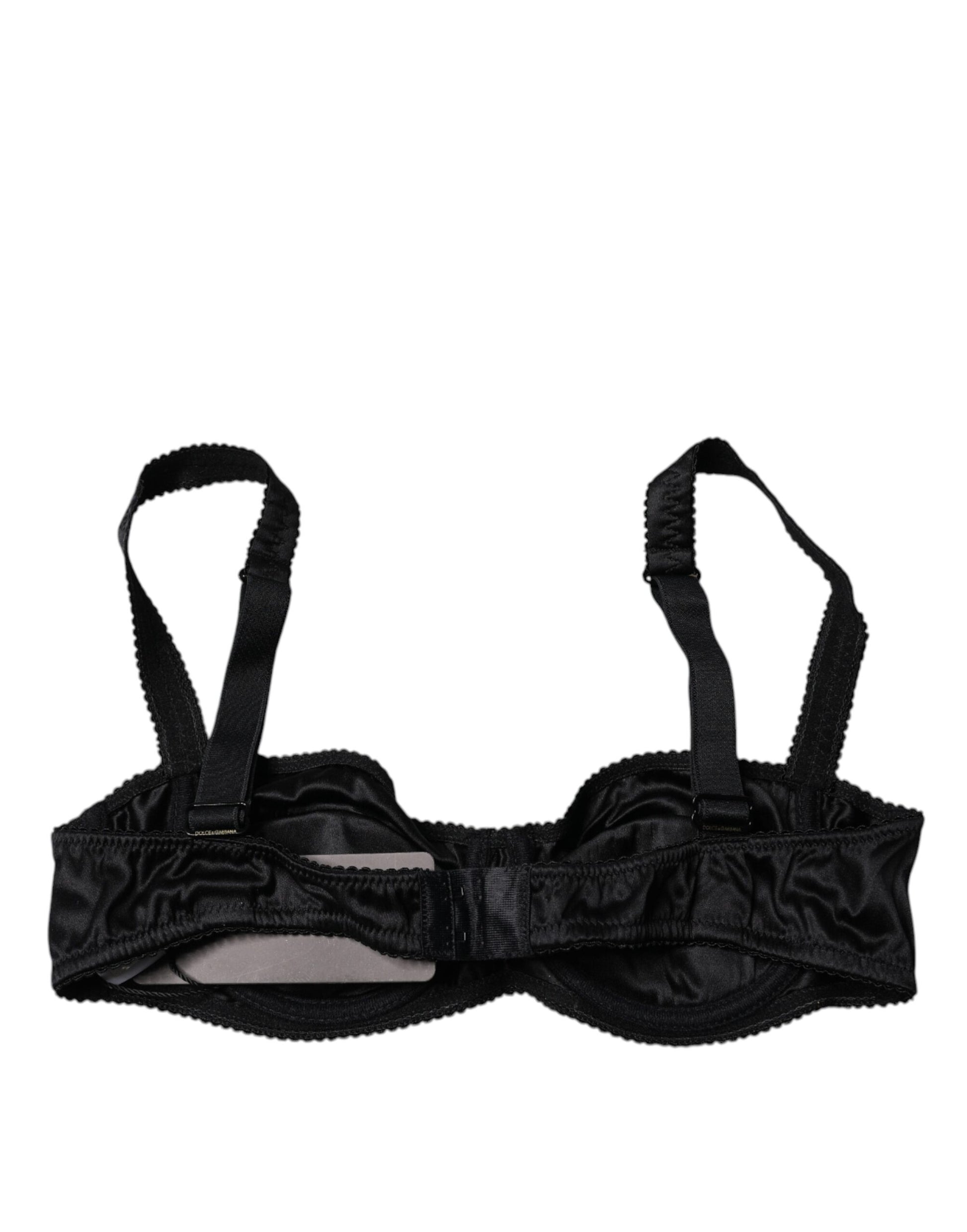 Dolce & Gabbana Black Silk Stretch Balconette Brassiere Underwear Dolce & Gabbana