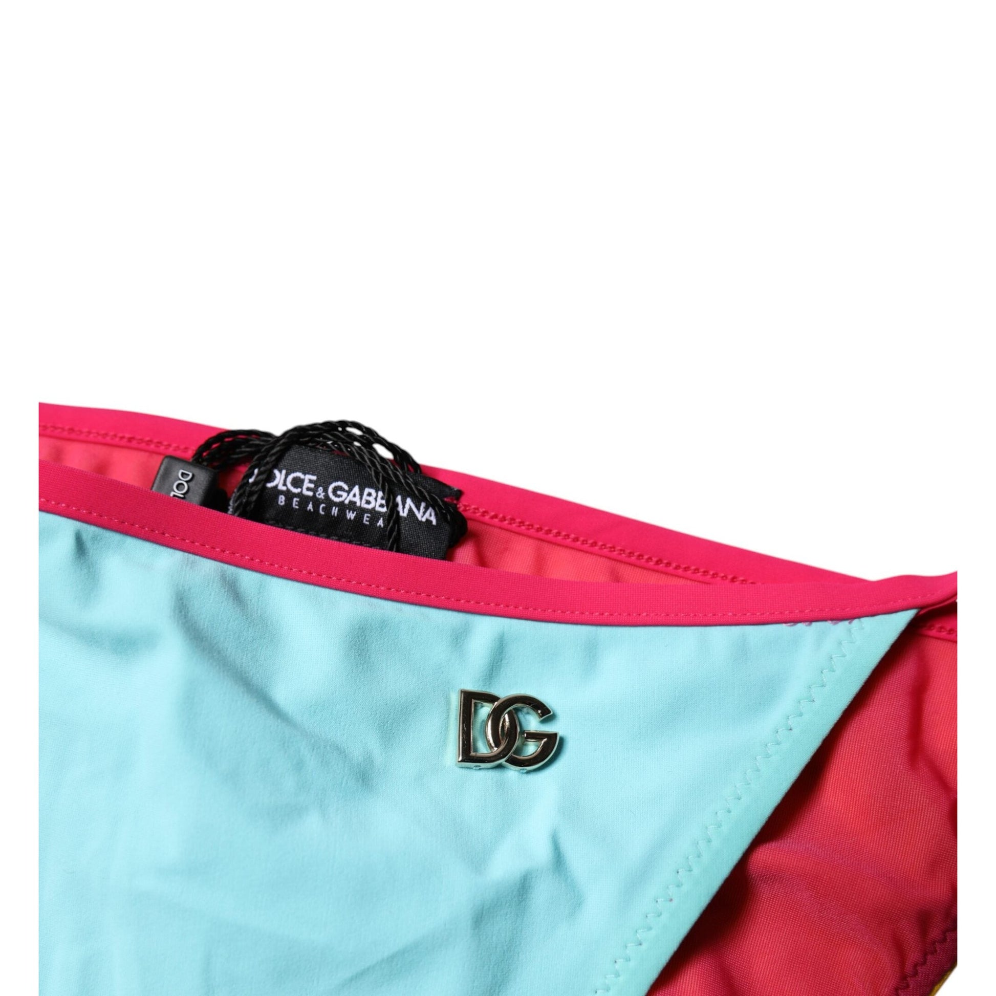 Dolce & Gabbana Multicolor Logo Swimsuit Bikini Bottom Swimwear