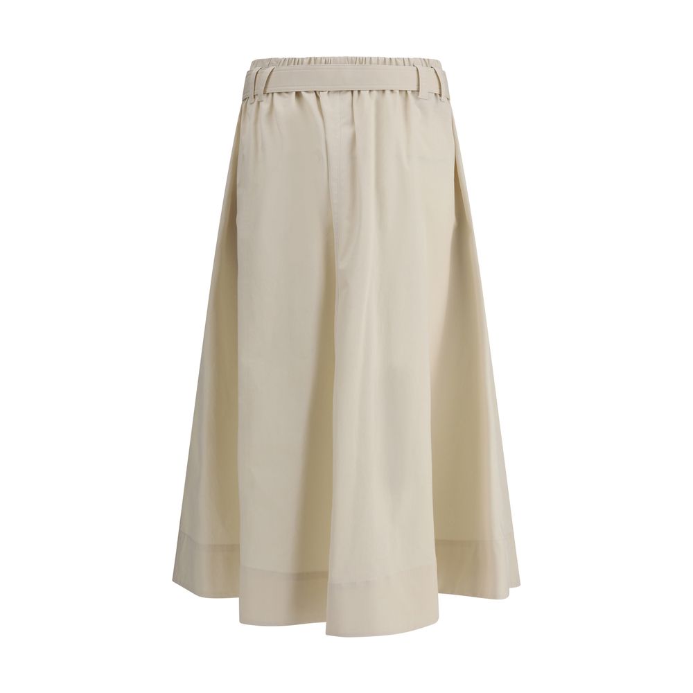 Brunello Cucinelli Cream Wide Long Skirt Brunello Cucinelli