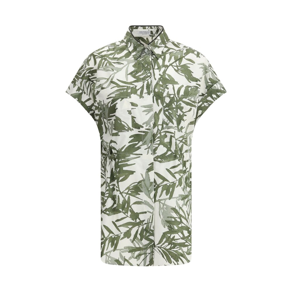 Brunello Cucinelli Leaf print Long Shirt Brunello Cucinelli