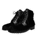 Dolce & Gabbana Black Pony Style Leather Mid Calf Boots Shoes
