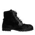 Dolce & Gabbana Black Pony Style Leather Mid Calf Boots Shoes