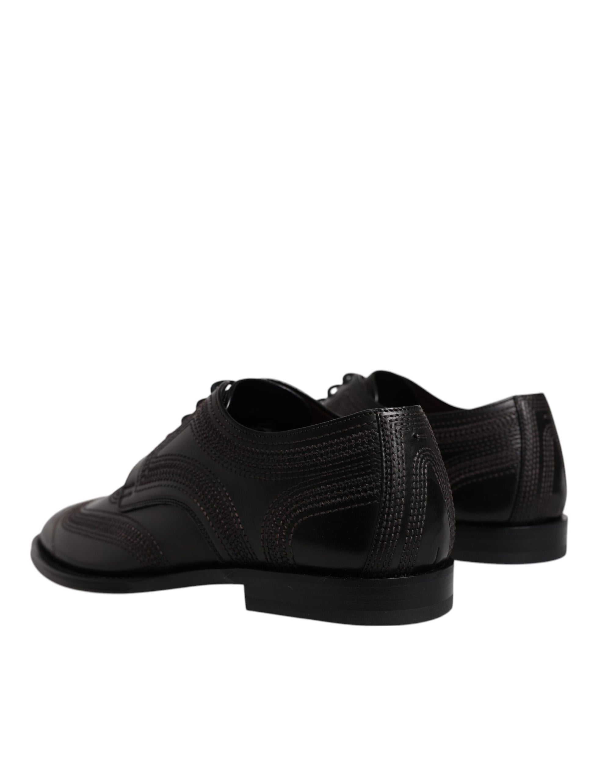 Dolce & Gabbana Black Embroidered Classic Leather Derby Dress Shoes Dolce & Gabbana