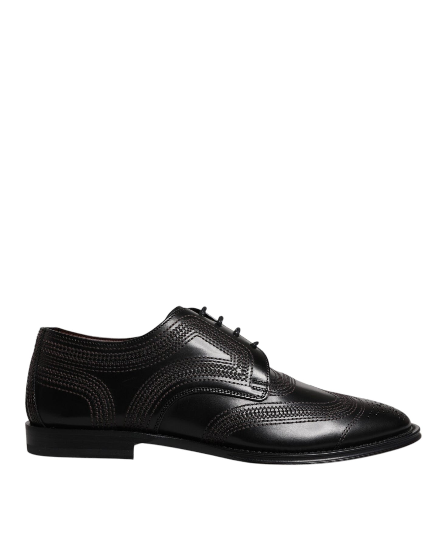Dolce & Gabbana Black Embroidered Classic Leather Derby Dress Shoes Dolce & Gabbana