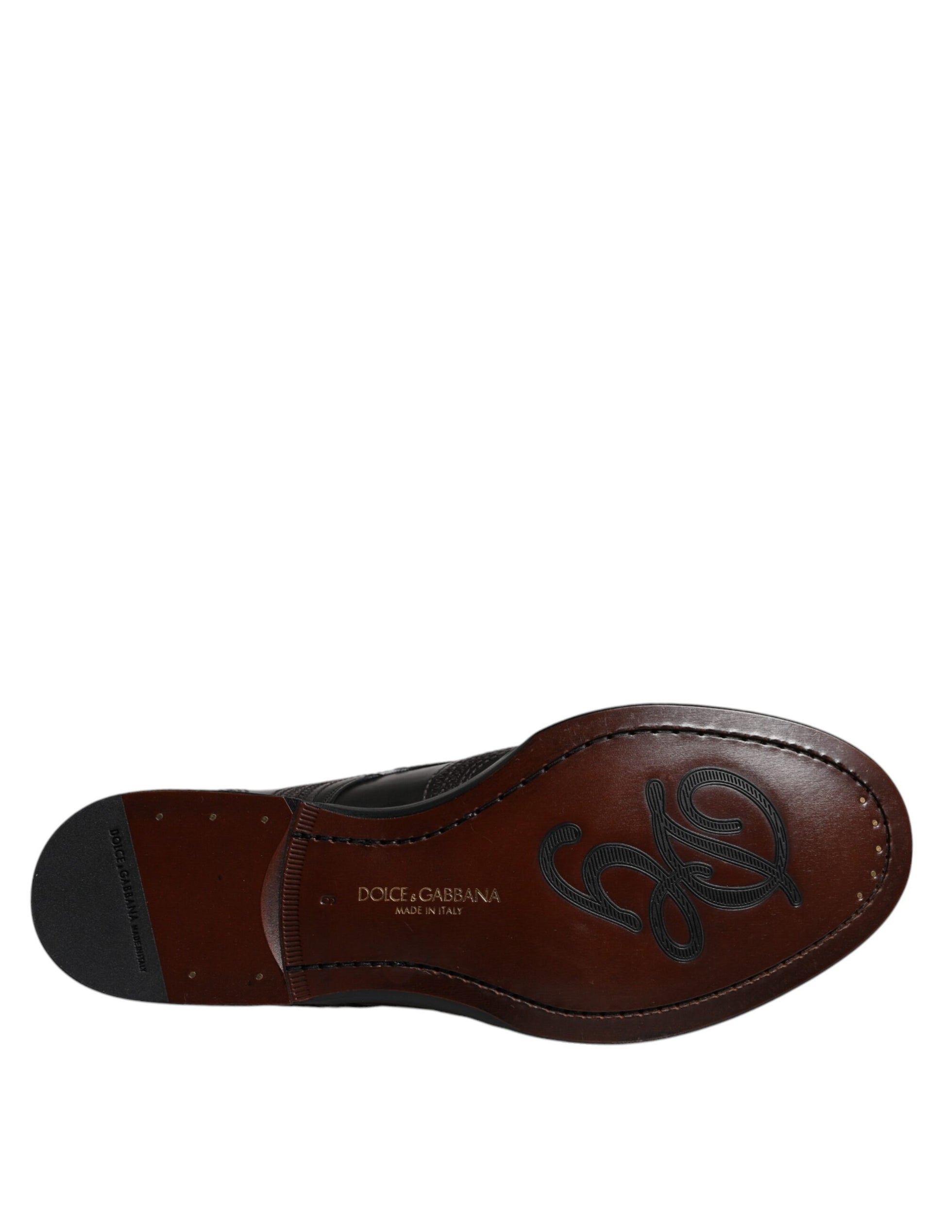 Dolce & Gabbana Black Embroidered Classic Leather Derby Dress Shoes Dolce & Gabbana