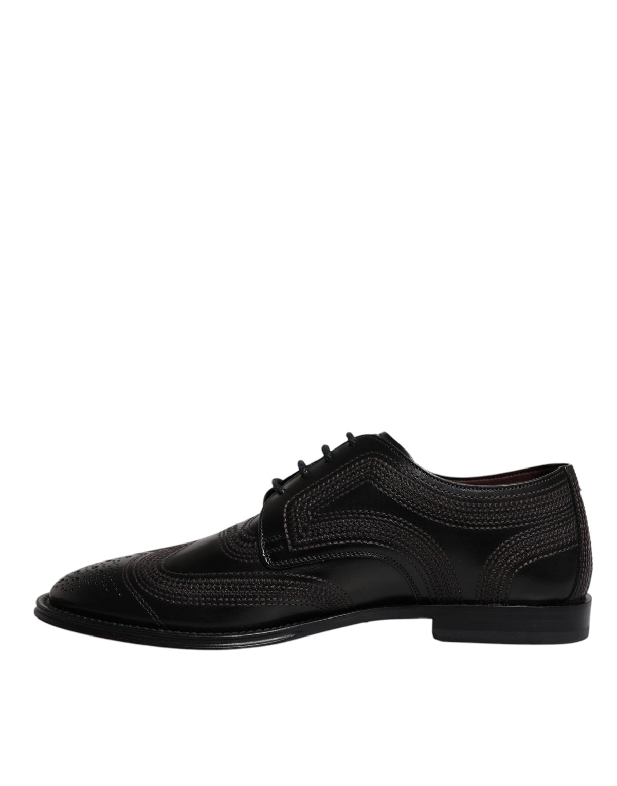Dolce & Gabbana Black Embroidered Classic Leather Derby Dress Shoes - Eljoys Fashion 