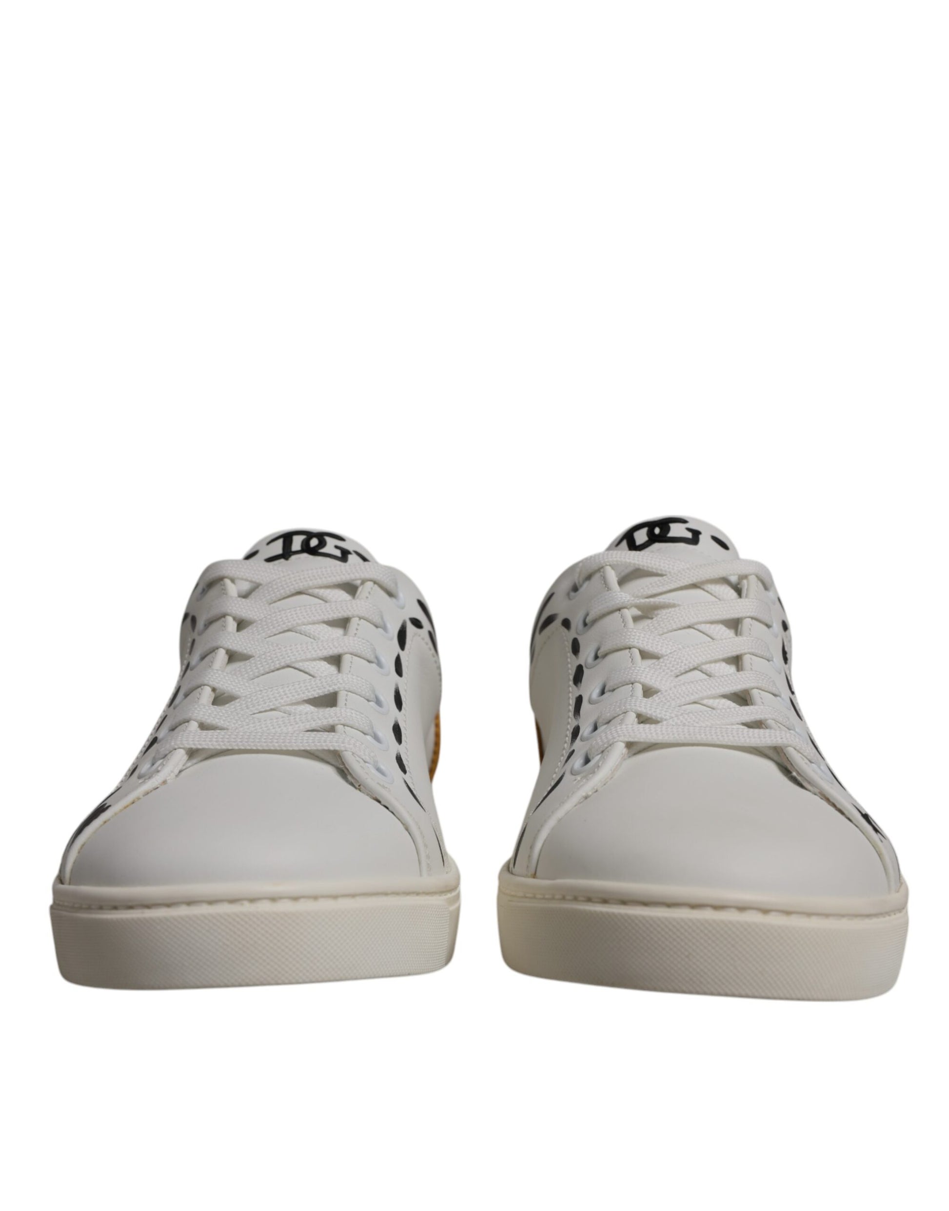 Dolce & Gabbana White Suede Leather Low Top Sneakers Shoes Dolce & Gabbana