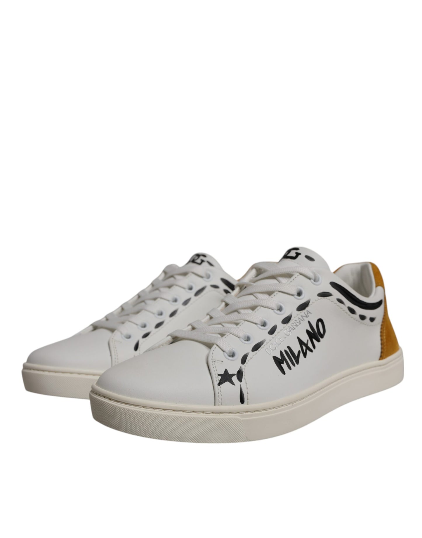 Dolce & Gabbana White Suede Leather Low Top Sneakers Shoes Dolce & Gabbana