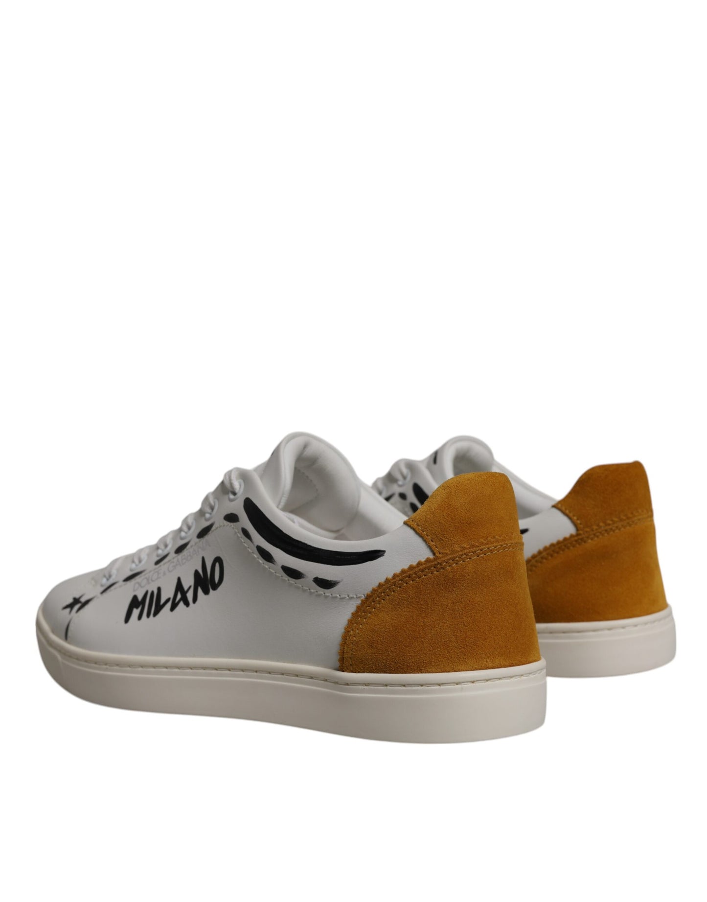 Dolce & Gabbana White Suede Leather Low Top Sneakers Shoes Dolce & Gabbana