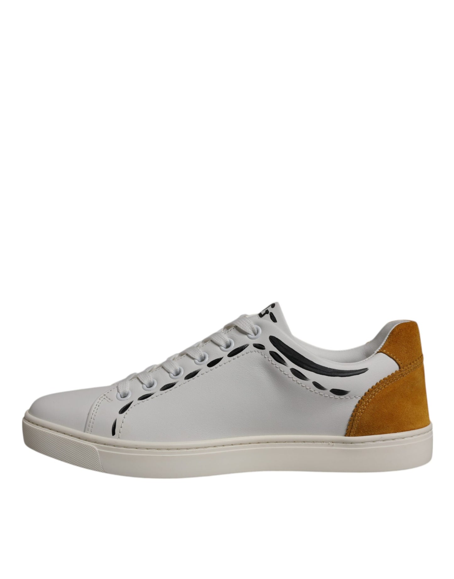 Dolce & Gabbana White Suede Leather Low Top Sneakers Shoes Dolce & Gabbana
