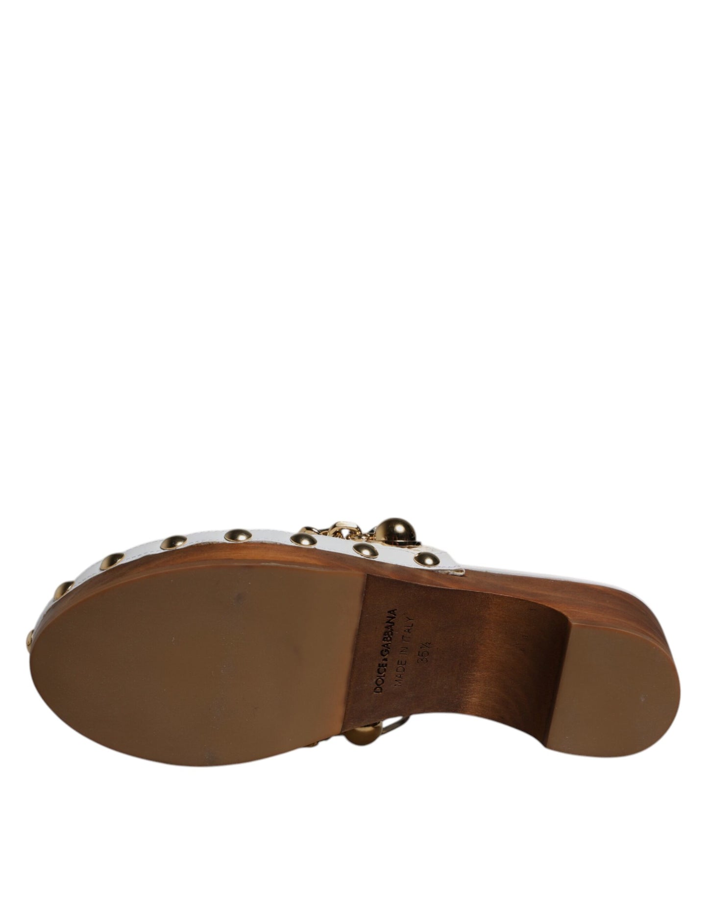 Dolce & Gabbana White Raffia Clogs Bejeweled Chain Sandals Shoes Dolce & Gabbana