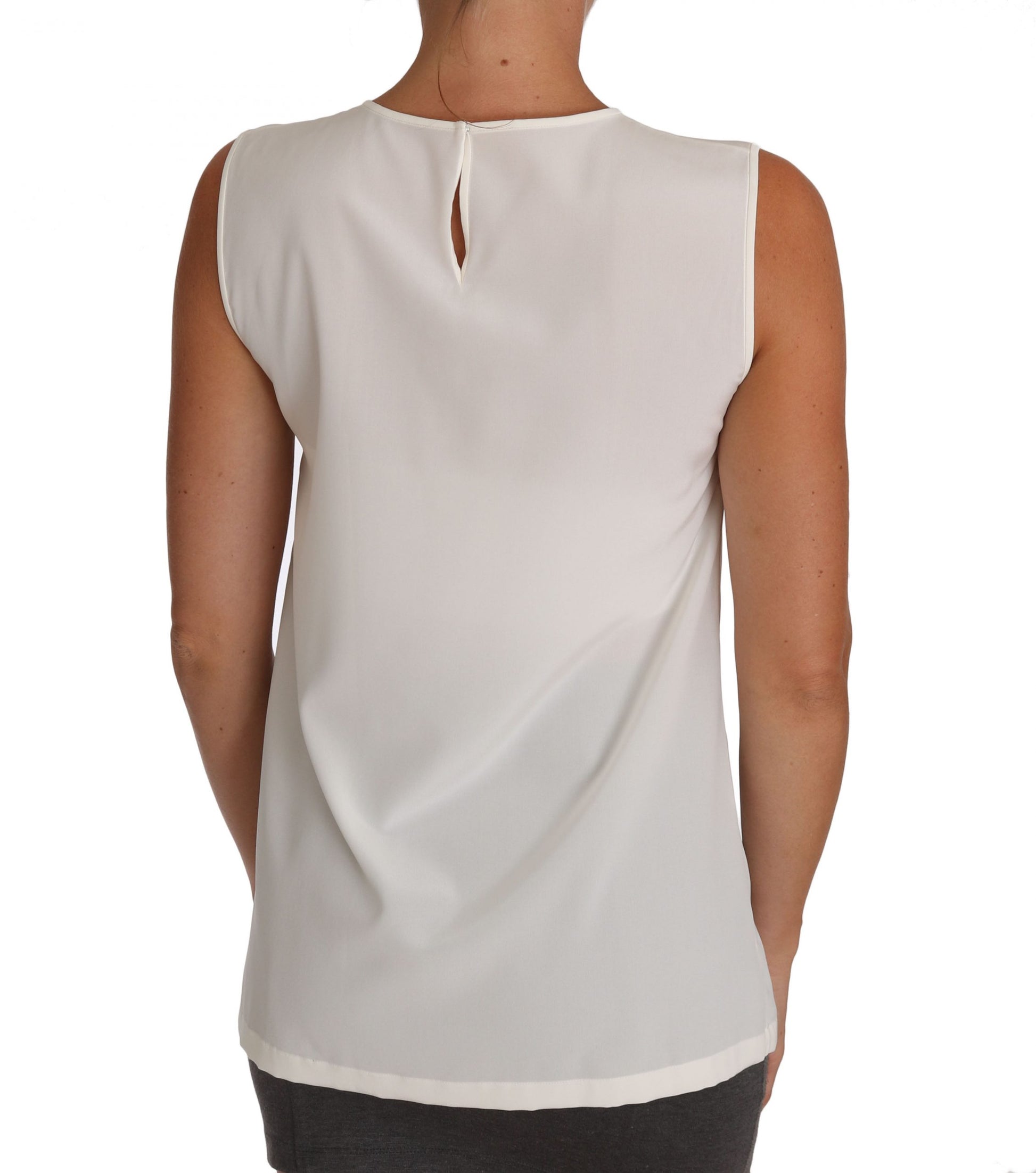 Dolce & Gabbana White Silk Embellished Crystal Sequin Fairy Top Dolce & Gabbana