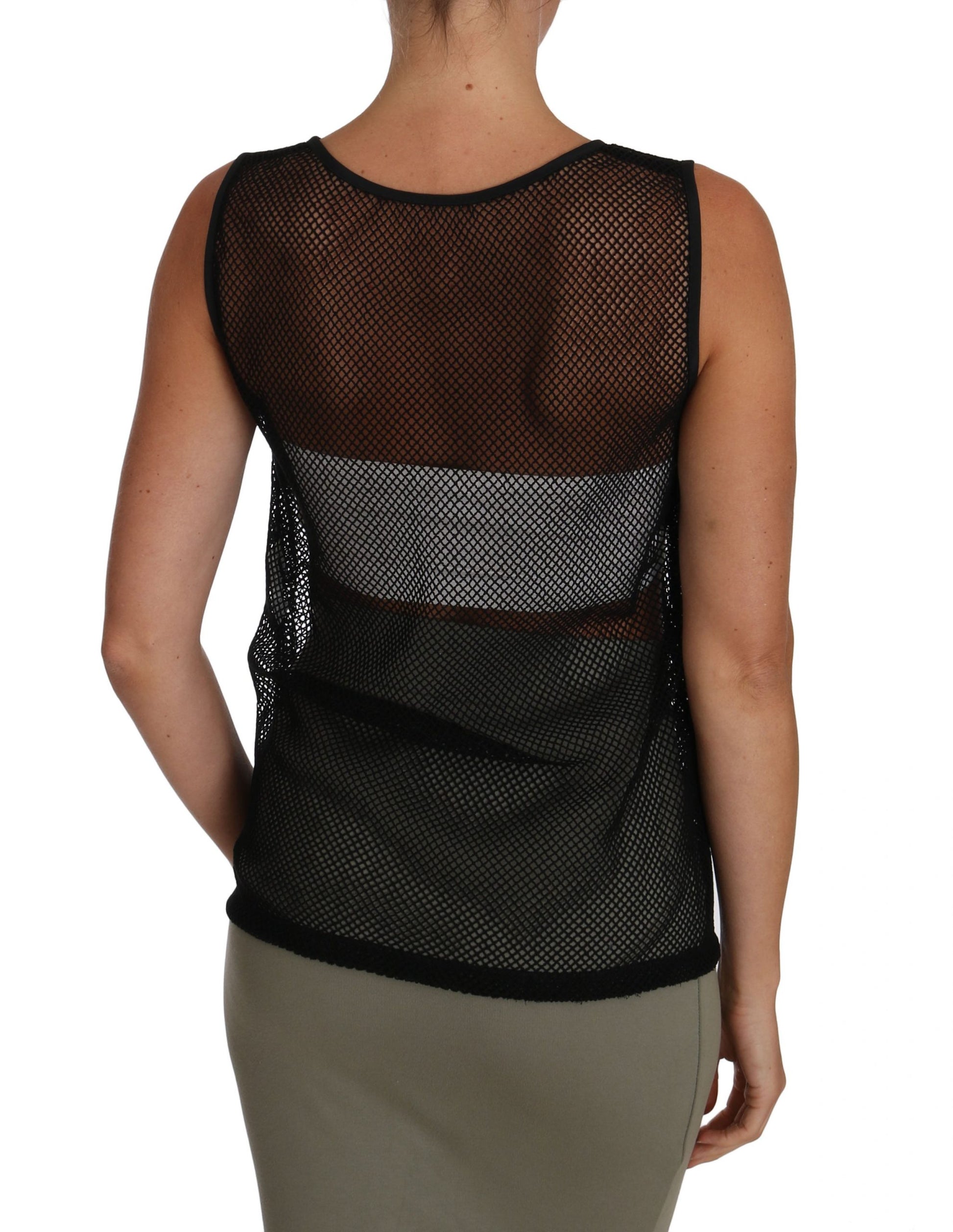 Dolce & Gabbana Black Mesh Transparent Blouse T-shirt Dolce & Gabbana