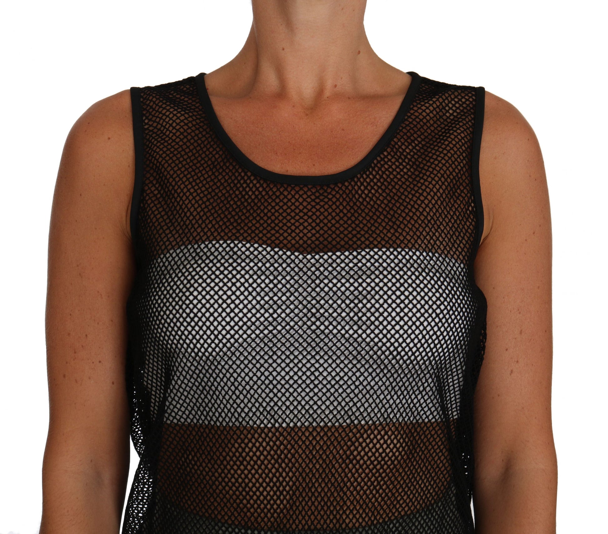Dolce & Gabbana Black Mesh Transparent Blouse T-shirt Dolce & Gabbana