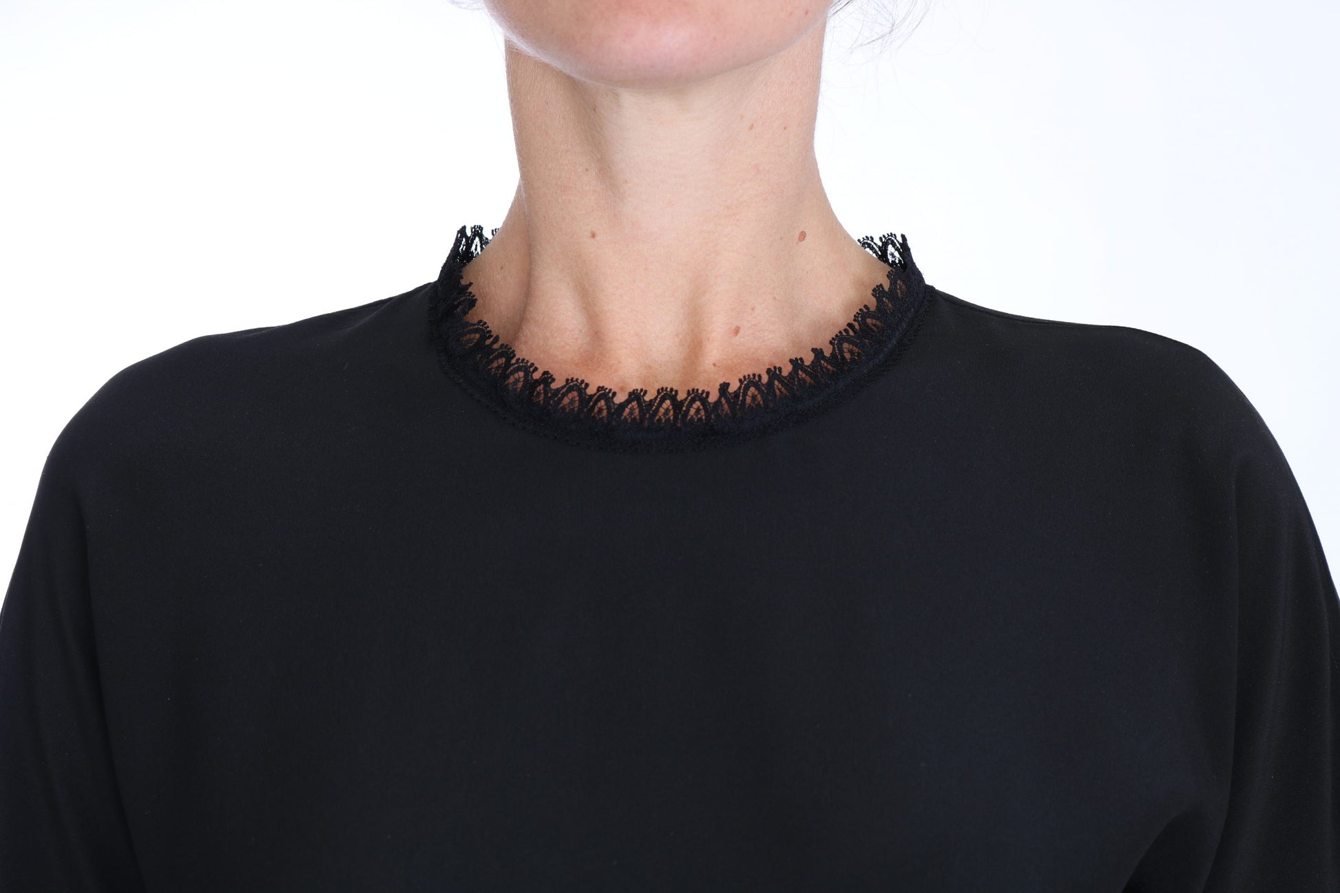 Dolce & Gabbana Black Silk Lace Top Blouse T-Shirt Dolce & Gabbana