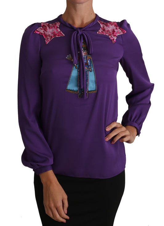 Dolce & Gabbana Purple Blouse Prince Fairy Tale Embellished Top Dolce & Gabbana