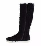 Dolce & Gabbana Black Xiangao Lamb Fur Leather Boots Shoes - Eljoys Fashion 