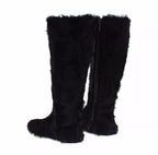 Dolce & Gabbana Black Xiangao Lamb Fur Leather Boots Shoes - Eljoys Fashion 