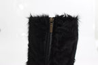 Dolce & Gabbana Black Xiangao Lamb Fur Leather Boots Shoes - Eljoys Fashion 