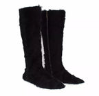 Dolce & Gabbana Black Xiangao Lamb Fur Leather Boots Shoes - Eljoys Fashion 